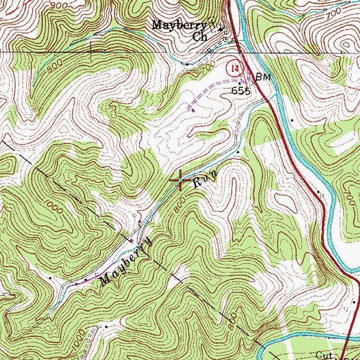 Topographic Map of Mayberry School (historical), WV