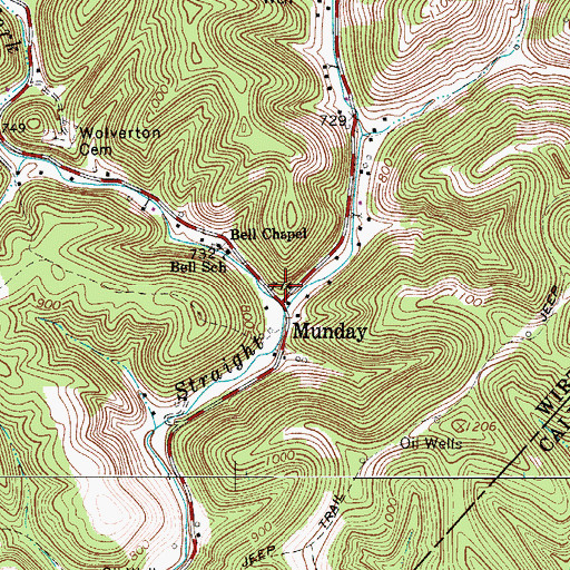 Topographic Map of Munday Post Office, WV