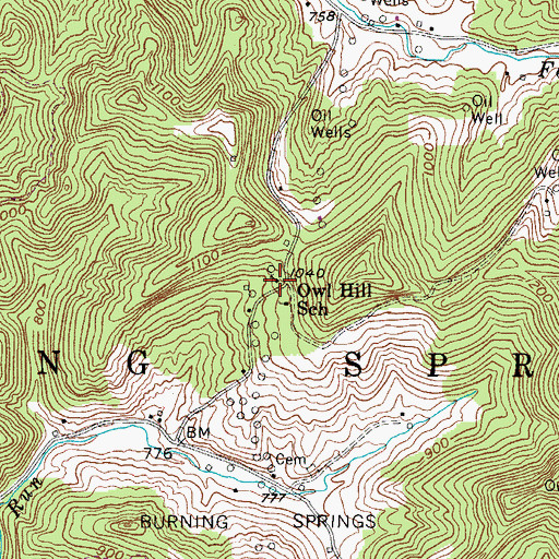 Topographic Map of Owl Hill Methodist Church, WV