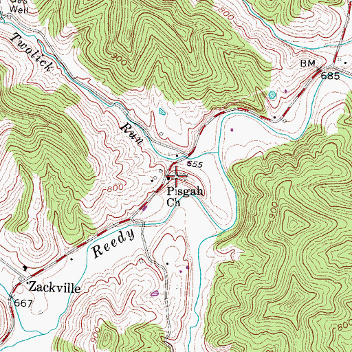 Topographic Map of Pisgah Cemetery, WV
