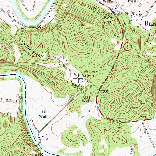 Topographic Map of Rector Methodist Church (historical), WV