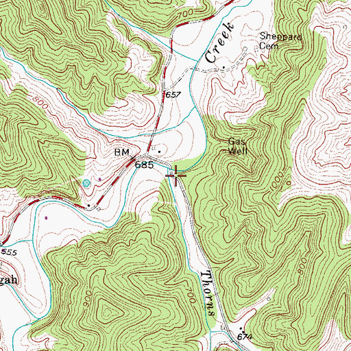 Topographic Map of Thorns Run School (historical), WV