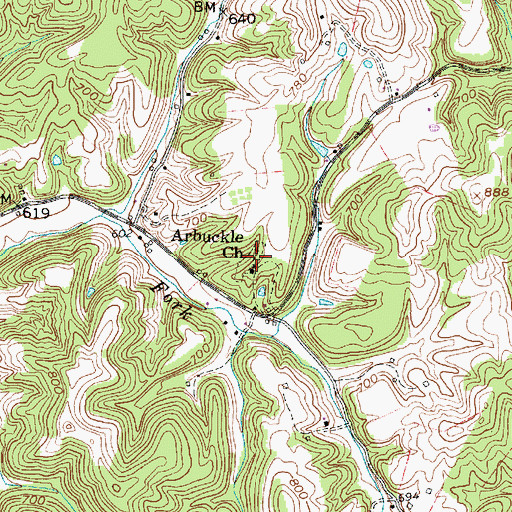 Topographic Map of Arbuckle Cemetery, WV