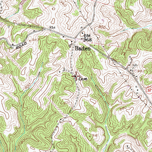 Topographic Map of Baden Baptist Church, WV