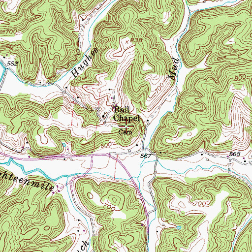 Topographic Map of Ball Chapel Church, WV