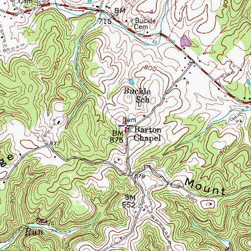 Topographic Map of Barton Chapel Cemetery, WV