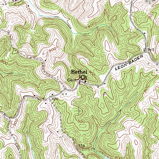 Topographic Map of Bethel Cemetery, WV
