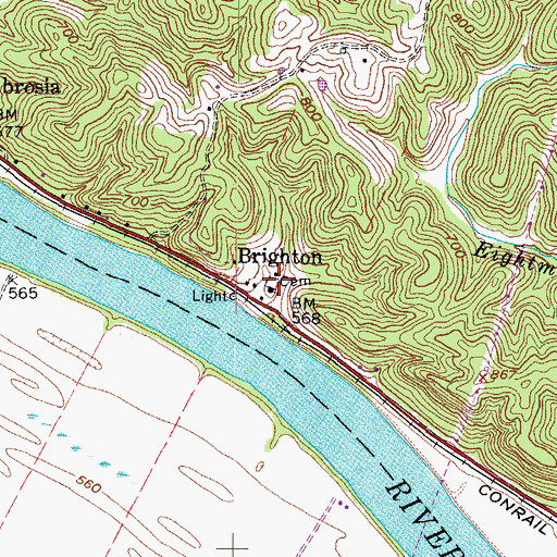Topographic Map of Brighton Cemetery, WV