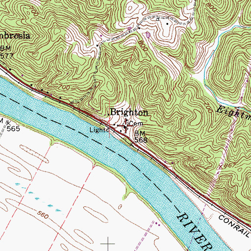 Topographic Map of Brighton Methodist Episcopal Church, WV