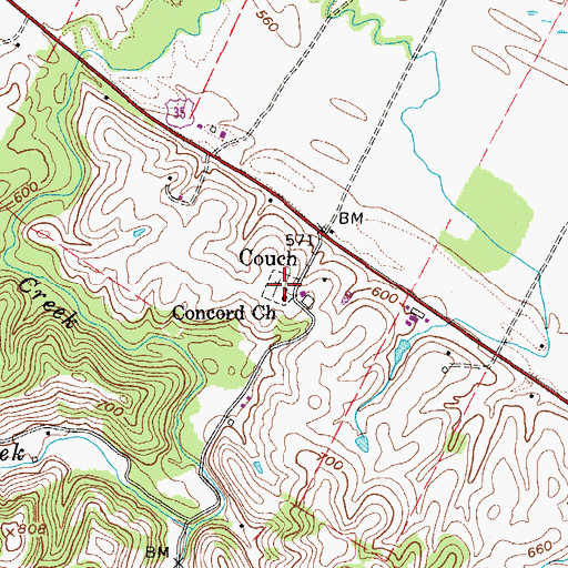 Topographic Map of Concord Cemetery, WV