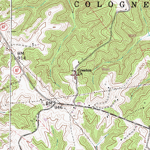 Topographic Map of Creston Cemetery, WV