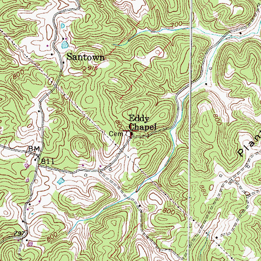 Topographic Map of Eddy Chapel Cemetery, WV