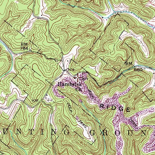 Topographic Map of Hambrick Cemetery, WV