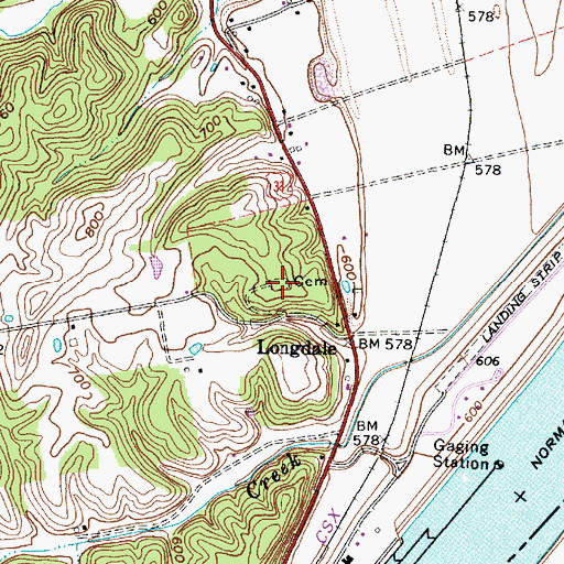Topographic Map of Longdale Cemetery, WV