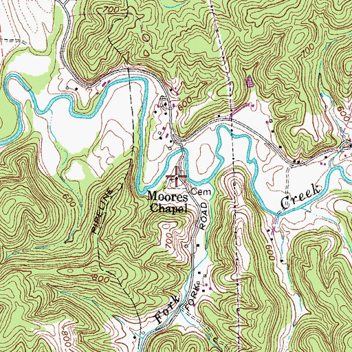 Topographic Map of Moores Chapel Cemetery, WV