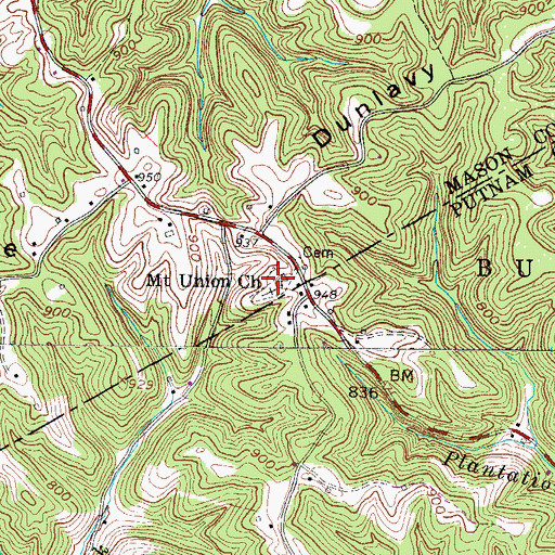 Topographic Map of Mount Union Cemetery, WV