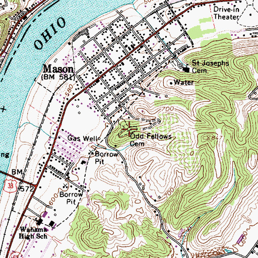 Topographic Map of Odd Fellows Cemetery, WV