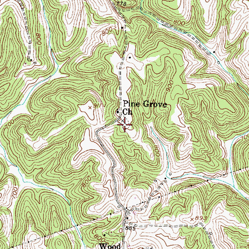 Topographic Map of Pine Grove Cemetery, WV