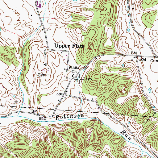 Topographic Map of Upper Flats-White Church Cemetery, WV