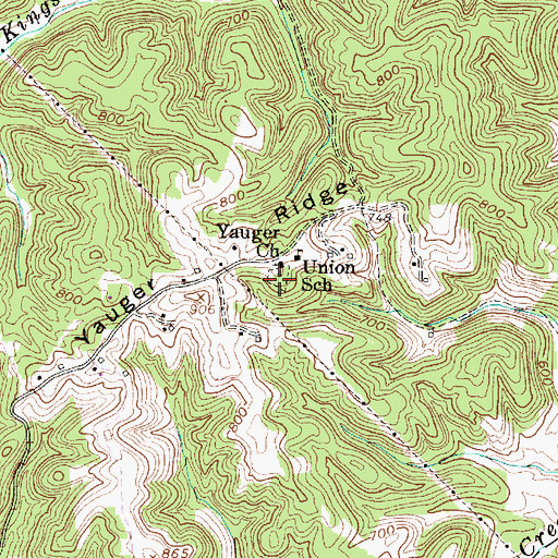 Topographic Map of Yauger Church Cemetery, WV