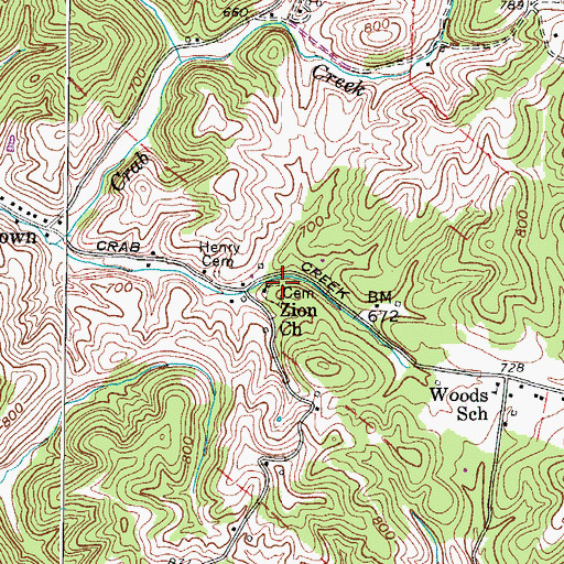 Topographic Map of Zion Cemetery, WV