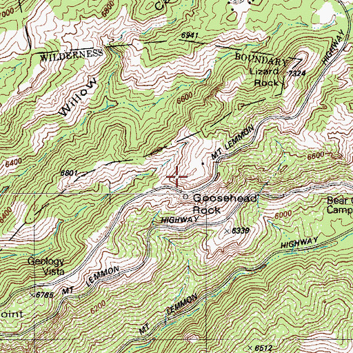 Topographic Map of Rocky Arch, AZ