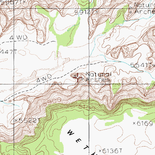 Topographic Map of Four Level Arch, AZ