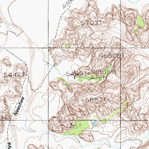 Topographic Map of Honeymoon Arch, AZ