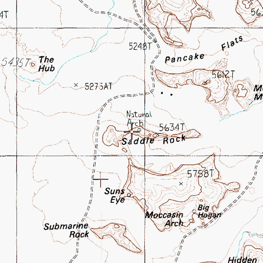 Topographic Map of Donut Arch, AZ