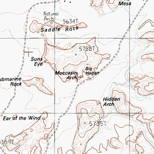 Topographic Map of Moccasin Arch, AZ