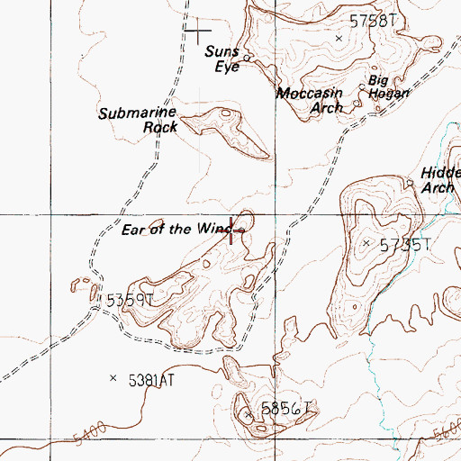 Topographic Map of Ear of the Wind, AZ