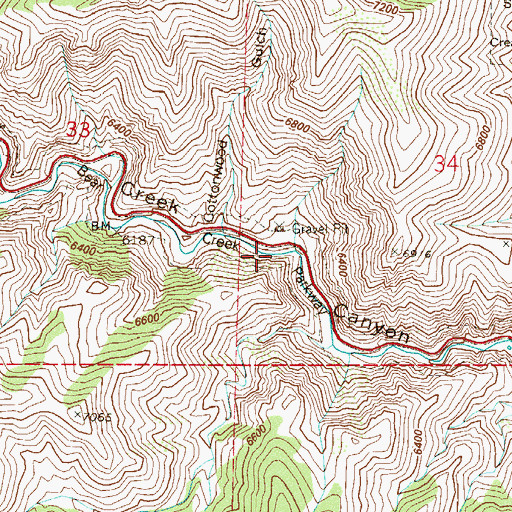 Topographic Map of Half Way Rock, CO