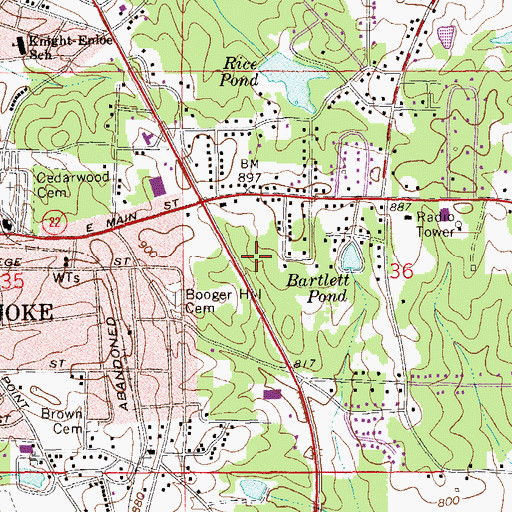 Topographic Map of Roanoke Post Office, AL