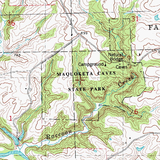 Topographic Map of Maquoketa Caves Natural Bridge, IA