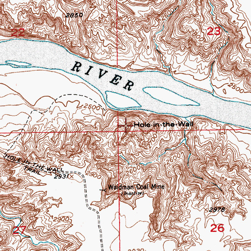 Topographic Map of Hole in the Wall, MT