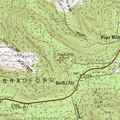 Topographic Map of Rock City Natural Bridge, NY