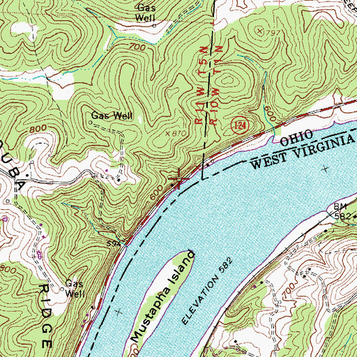 Topographic Map of Mustapha Island Bridge, OH