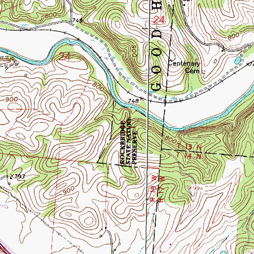 Topographic Map of Rockbridge, OH