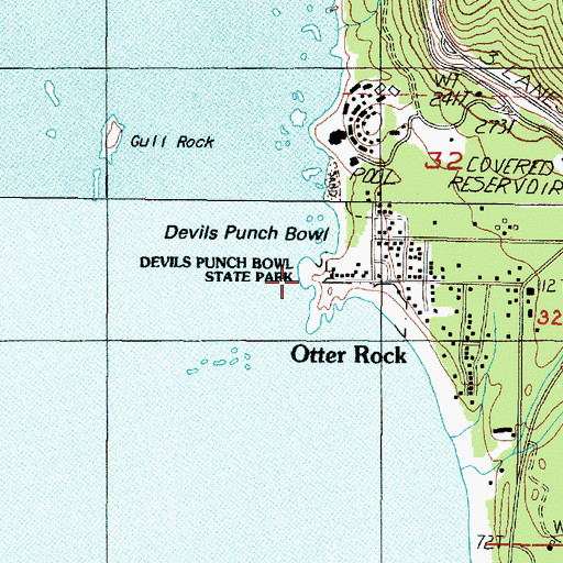 Topographic Map of Devils Punchbowl Arch, OR