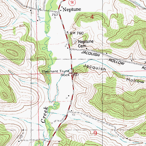 Topographic Map of Elephant Trunk Rock, WI