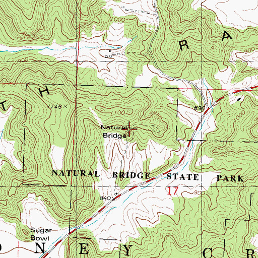Topographic Map of Leland Natural Bridge, WI