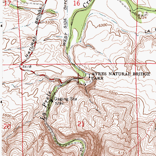 Topographic Map of Ayres Natural Bridge, WY