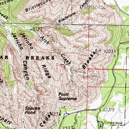 Topographic Map of Square Arch, UT