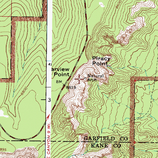 Topographic Map of Fairview Natural Bridge, UT