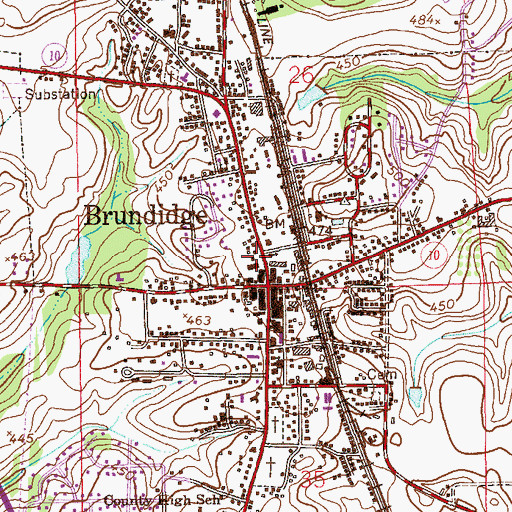 Topographic Map of Brundidge Post Office, AL