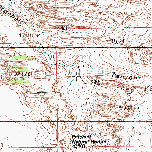 Topographic Map of Hall Bridge, UT