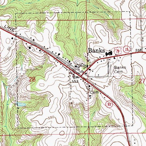 Topographic Map of Banks Post Office, AL