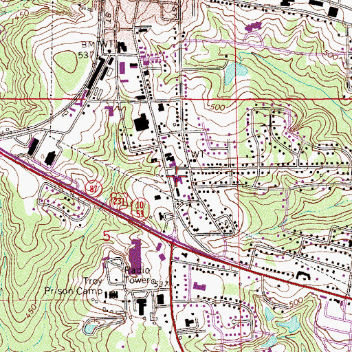 Topographic Map of Troy Post Office, AL
