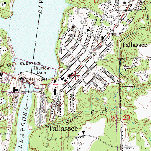 Topographic Map of East Tallassee Post Office, AL