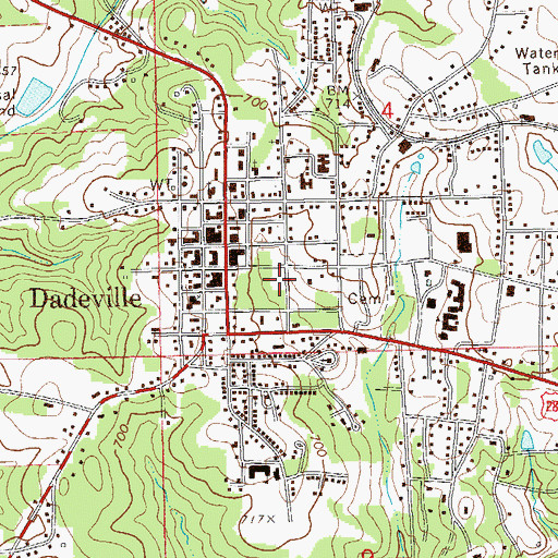 Topographic Map of Dadeville Post Office, AL